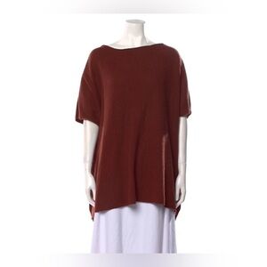 VINCE Bateau Neckline Brown Tunic Wool and Cashmere Sweater Size XS